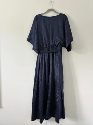 Baltic Born Savannah Print Navy Blue Kimono Animal Print Embossed Maxi Dress XXL thumbnail 5