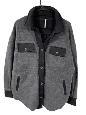 Free People Ruby Jacket Washed Black Oversize shacket‎ Jacket Size XS thumbnail 2