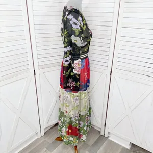 Kaktus Maxi‎ Dress Small Floral Patternblock Patchwork Tiered Cottagecore Boho thumbnail 3