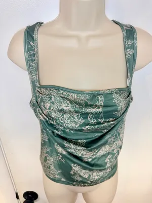 Cider Sage Green Toile Square-Neck Crop Top thumbnail 4