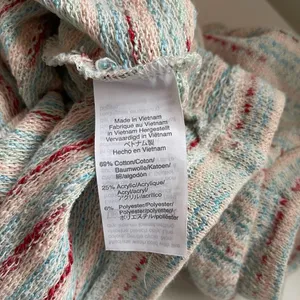 Madewell Puff Sleeve Textured Cream & Multicolor Striped Knit Top thumbnail 10