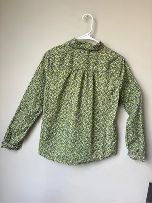 J.Crew Floral Ruffle Blouse 100% Cotton Button Front Cottagecore Preppy thumbnail 2
