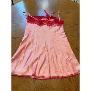 Victoria's Secret Slip Dress Womens S Pink Red Lace Satin Y2K Coquette Mini thumbnail 6