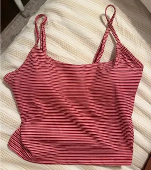 Pink Striped Workout Top & Shorts Set | Size Medium | NWT thumbnail 1