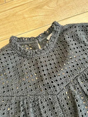 Womens Point Sur Black Eyelit Lace Blouse - 00 thumbnail 2