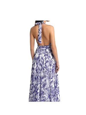Olivaceous Halter Maxi Wrap backless Floral Spring Wedding Guest Dress Romantic thumbnail 2