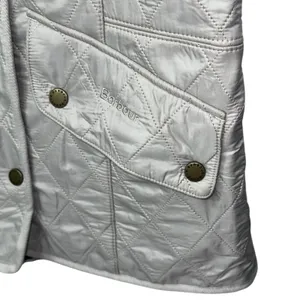 Barbour Cavalry Polarquilt Jacket Womens 6 Beige Quilted Full Zip Riding Coat‎ thumbnail 4