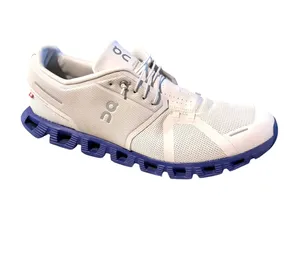 On Cloud 5 Men’s Running Sneakers Low Top Mesh Lace-Up Frost/Indigo 59-98535 thumbnail 4