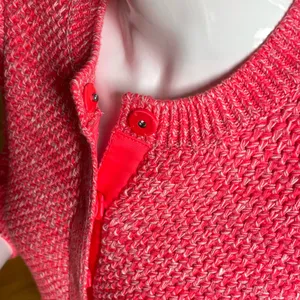 Boden Textured Knit Cardigan Sweater Women’s Size Small Bright Coral Pink Button Front thumbnail 2