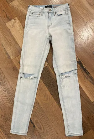 Aeropostale Womens High Waisted Distressed Jegging Size 00 Blue Stretch thumbnail 1