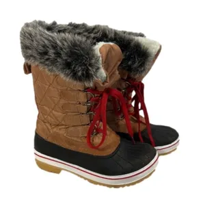 Wild Diva Womens Round Toe Faux Fur Lined Lace Up Mid-Calf Rain Boots Size 6 thumbnail 1