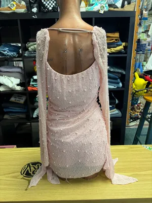 Oh Polly Pink Pearl Mini Dress Long Sleeve thumbnail 2