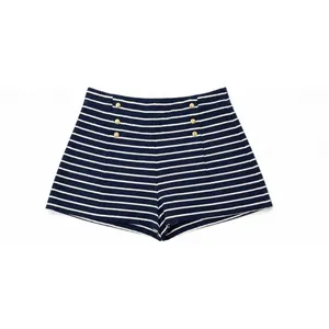Zara Women’s Navy Blue Tailored High Waist Shorts Gold Button Detail Size M thumbnail 3