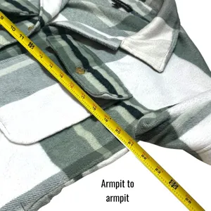 Banana Republic‎ Ivory Green Plaid Oversized Shacket Holiday Woolblend M thumbnail 11
