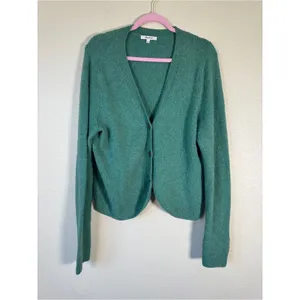 Madewell Green Cotton Wool Blend Cardigan Sweater Womens L Preppy Casual Fall thumbnail 7