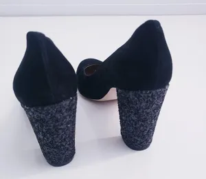 Ann Taylor Glitter Chunky Round Toe Heels thumbnail 5