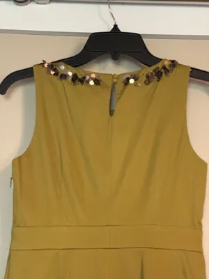 BODEN Embellished Sleeveless Sheath Dress 2P 16” p2p Olive $199 Retail EUC thumbnail 11