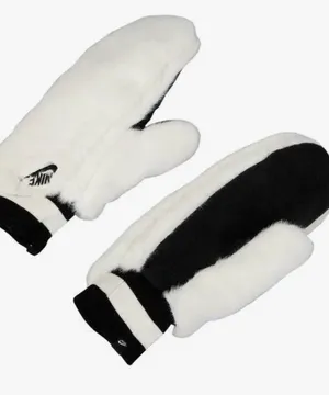 Nike Women's Warm Faux Fur Mittens Size M/L White/ Black Winter Soft Gloves NWT thumbnail 1