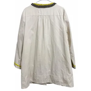 Boden Artisan‎ Cream Coat W/Gray Bobble Buttons & Kiwi Trim Women's Size L/XL thumbnail 2