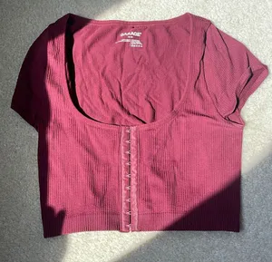Garage Red crop top with button down front thumbnail 1