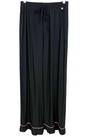 Sun68 Womens Viscose Wide Leg Drawstring Pants Black Relaxed Beach Size Medium thumbnail 1