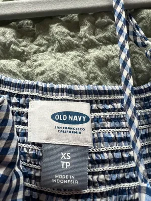 Old Navy white and blue gingham dress with adjustable straps. Size: XS #gingham #summerdress thumbnail 2