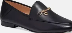 Hanna coach lambs leather loafers logo chain fall black casual classic $280 thumbnail 1
