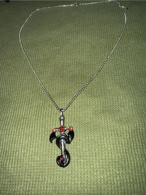 Silver Red Cross & Dragon Pendant Necklace thumbnail 6