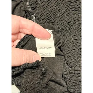 Black V-Neck Smocked Waist Harem Jumpsuit with Pockets thumbnail 7