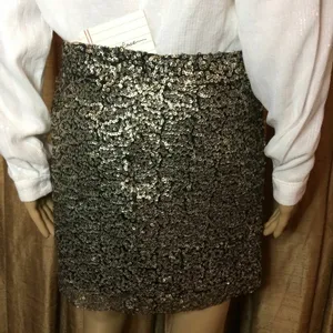 Native Rose Women's Festive Festival Bronze Sequin Mini Skirt-Sheer @Hem-Size 10 thumbnail 4