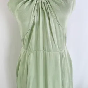 New Topshop Ring Detail Halter Neck Side Slit Maxi Dress Sage Green Size 6 thumbnail 9
