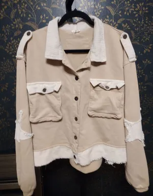 POL Oversized Starlight Glow Utility Jacket with Cream Corduroy Trim thumbnail 1