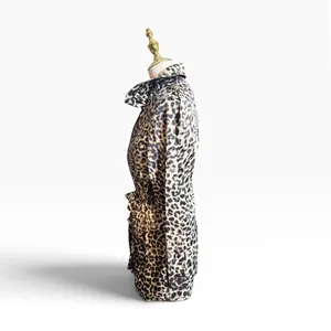 Dana Buchman Leopard Print Hooded Utility Jacket Tan Black Size M Rainjacket thumbnail 2