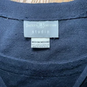 VTG Jaclyn Smith Navy Blue Striped Button Front Cardigan & Top Sweater Womens M thumbnail 2