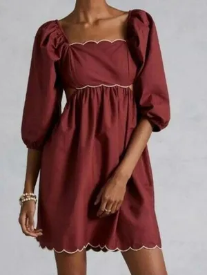 Anthropologie FOREVER THAT GIRL for Cinnabar Puff Sleep Open Back Dress thumbnail 1