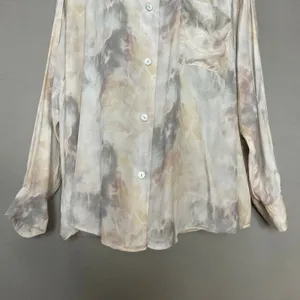 Grade & Gather Top Watercolor Marble Print Button Down Shirt Medium Blouse thumbnail 4