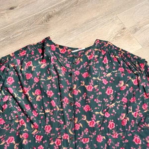 Free People Flower Fields Mini Dress‎ Drawstring Waist Teal Pink Medium M thumbnail 4