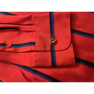 Lauren Ralph Lauren Red Button up Long Sleeve Blouse Blue White Stripes NWT thumbnail 2