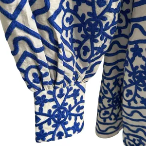 Sézane NWT Alizia Dress Sz 38 Linen Cotton Blend Texuted Embroidered thumbnail 15