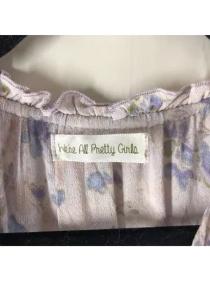 Were All Pretty Girls Floral Ruffle Hem Sleeveless Dress Small Purple Rayon thumbnail 3