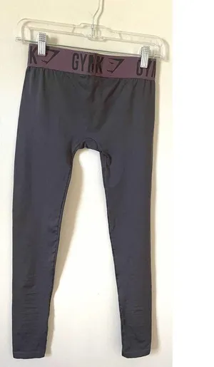 Low Rise 31" Yoga Workout Leggings Gray Purple Size XS thumbnail 2