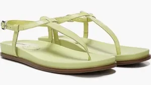 Sam Edelman‎ Womens Kiwi Green Naomi Leather T Strap Flat Sandals Size 5.5 thumbnail 1