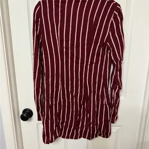 Reformation Graphite Blazer Dress in Kismet burgundy‎ red striped button front 2 thumbnail 7