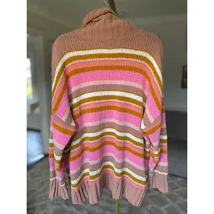 Aerie Oversized Turtleneck Sweater Chenille Stripes Buttery Soft‎ Cozy Winter L thumbnail 3