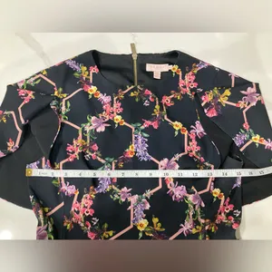 Ted Baker Black Dress with Pink Floral Design Uk 1 (US 4) thumbnail 7
