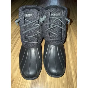 Sperry Saltwater Sherpa Black Duck Boots‎ Women's Size 8.5 EUC thumbnail 4