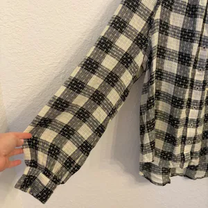 Anthropologie Pilcro Puff Sleeve Button Top M Gingham Plaid Wool Blend Cottage thumbnail 5