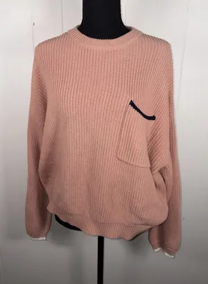 Demylee Sweater Womens Small Pink‎ Cotton Pocket Oversized thumbnail 1