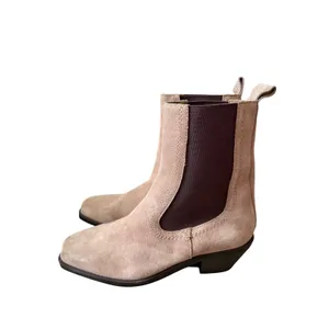 Nordstrom Rack Tan Leather Suede Western Chelsea Ankle Boots Square Toe 6.5 NEW thumbnail 2
