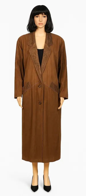 Vintage 80s G-III Global Identity Oversized Slouchy brown leather coat large thumbnail 1